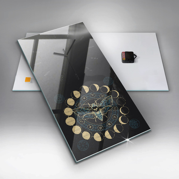Horloge murale verticale Phases de la lune et insectes