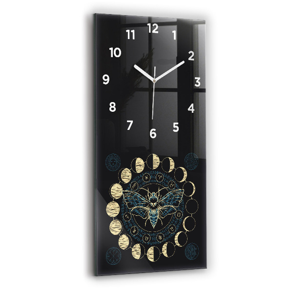 Horloge murale verticale Phases de la lune et insectes