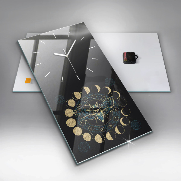 Horloge murale verticale Phases de la lune et insectes