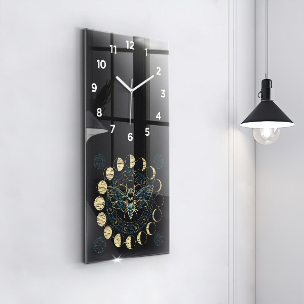Horloge murale verticale Phases de la lune et insectes