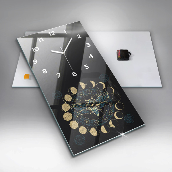Horloge murale verticale Phases de la lune et insectes