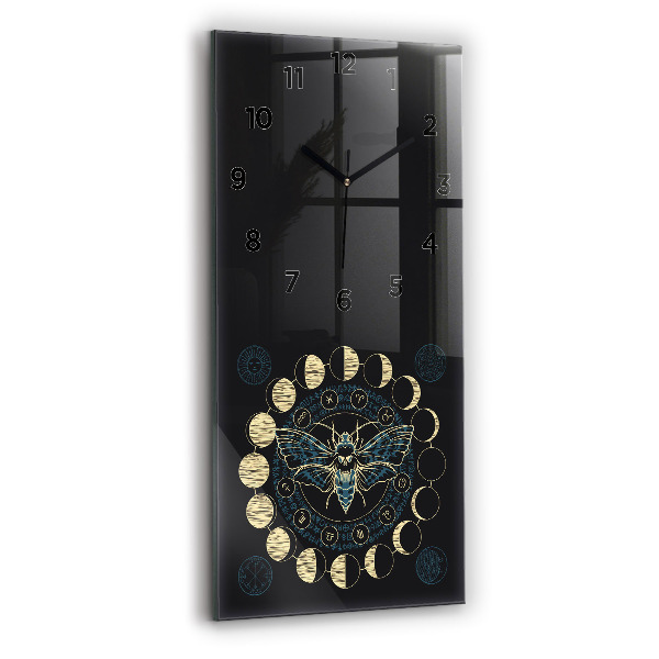 Horloge murale verticale Phases de la lune et insectes