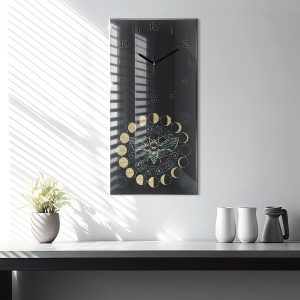 Horloge murale verticale Phases de la lune et insectes