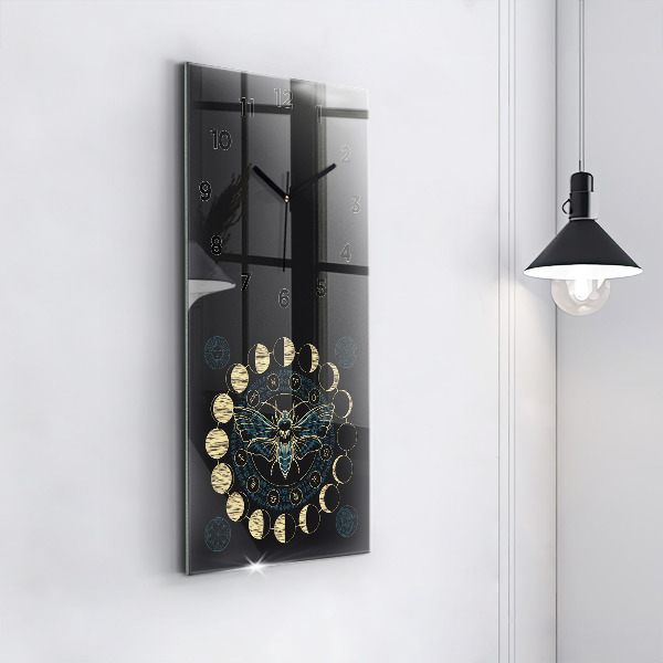 Horloge murale verticale Phases de la lune et insectes