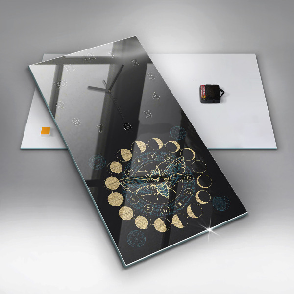 Horloge murale verticale Phases de la lune et insectes