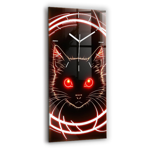 Horloge murale verticale Chat aux yeux rouges
