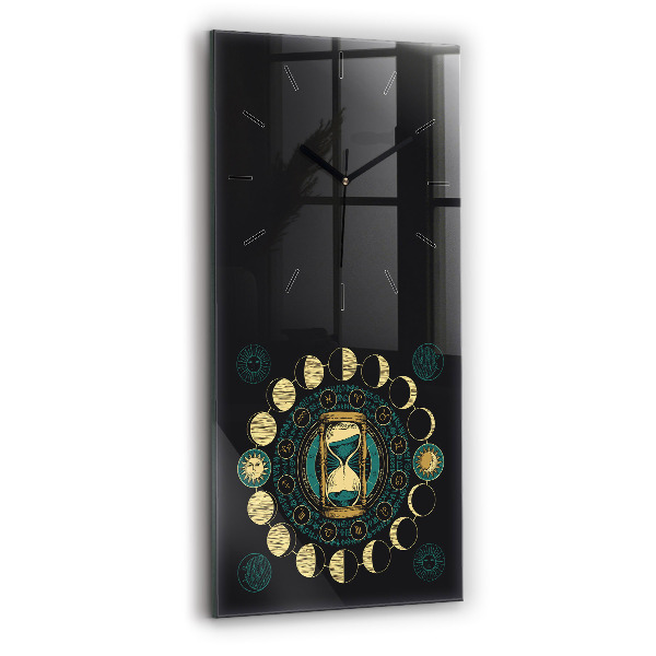 Horloge murale verticale Phases de la lune et sablier