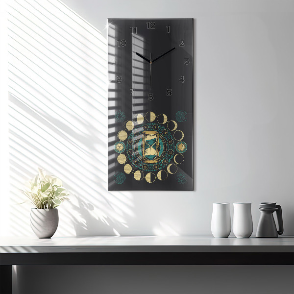 Horloge murale verticale Phases de la lune et sablier