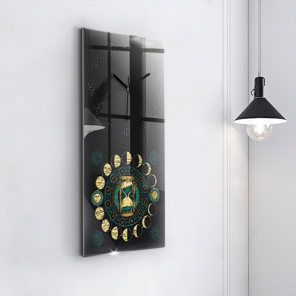 Horloge murale verticale Phases de la lune et sablier