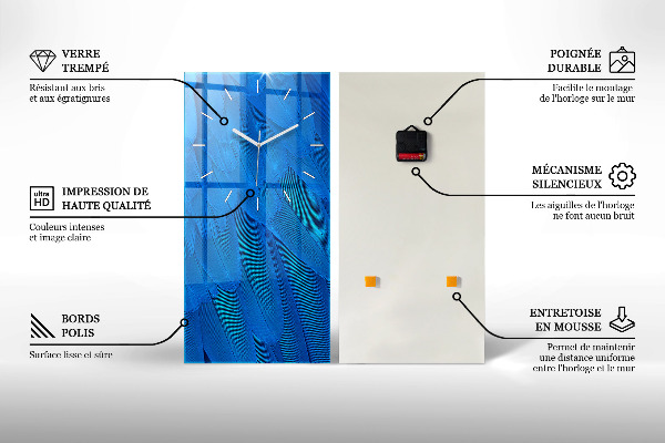 Horloge murale verticale Vagues bleues