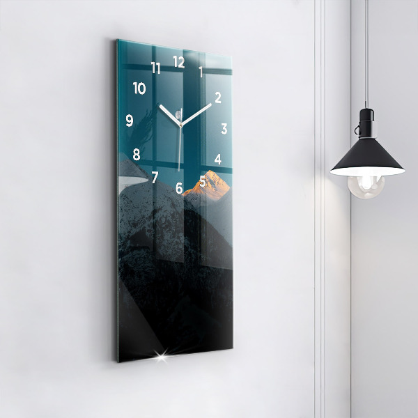 Horloge murale verticale Coucher de soleil dans les montagnes