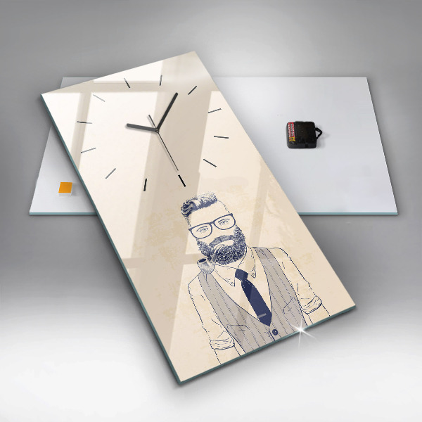 Horloge rectangulaire verticale Homme avec une barbe