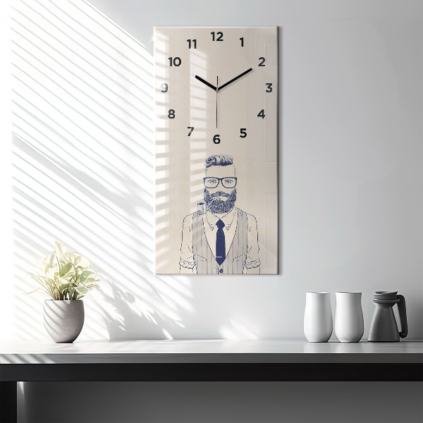 Horloge rectangulaire verticale Homme avec une barbe