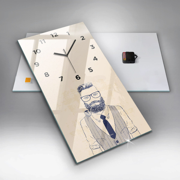 Horloge rectangulaire verticale Homme avec une barbe