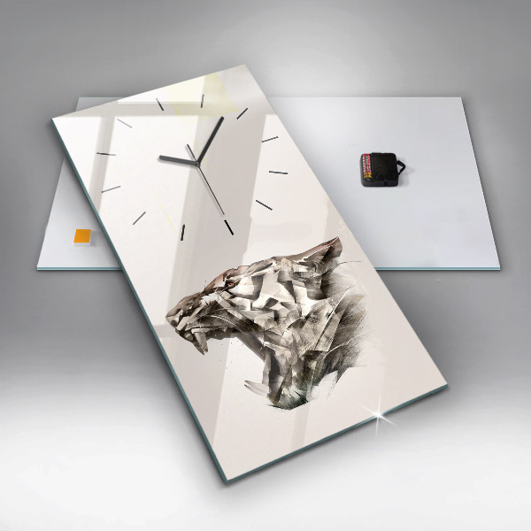 Horloge rectangulaire verticale 'portrait peint d''un tigre'