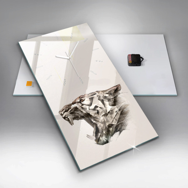 Horloge rectangulaire verticale 'portrait peint d''un tigre'