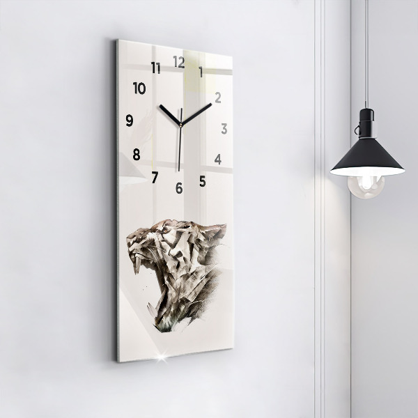 Horloge rectangulaire verticale 'portrait peint d''un tigre'