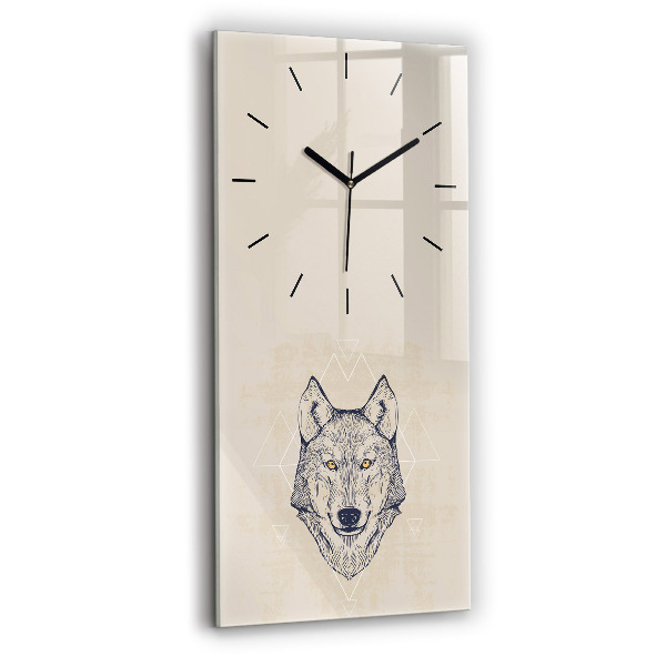 Horloge murale verticale Tête de loup