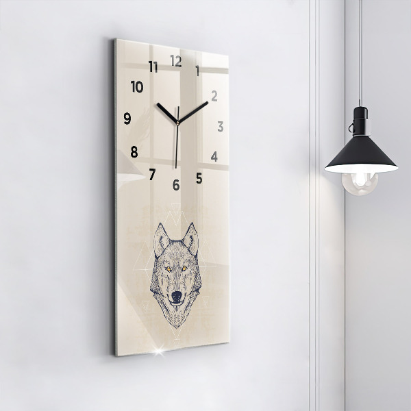 Horloge murale verticale Tête de loup