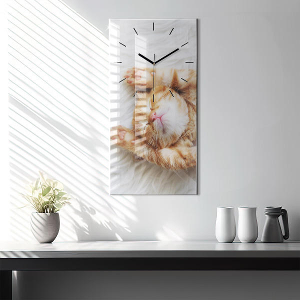 Horloge rectangulaire verticale Petit chaton endormi