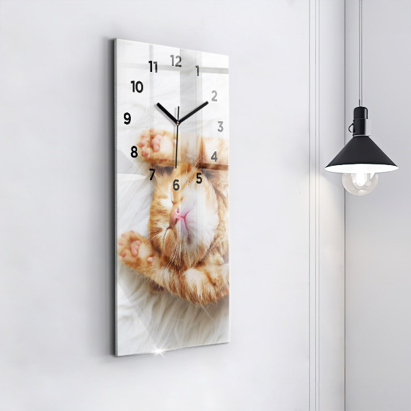Horloge rectangulaire verticale Petit chaton endormi