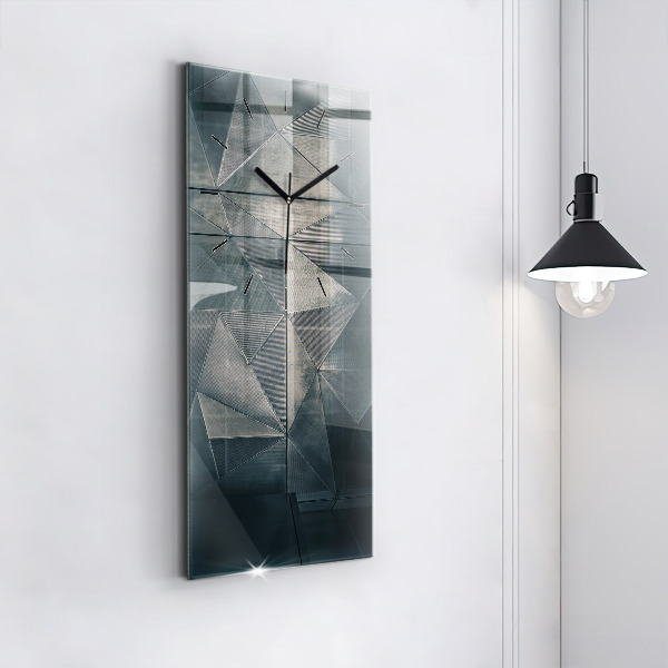 Horloge rectangulaire verticale Triangles abstraits en métal