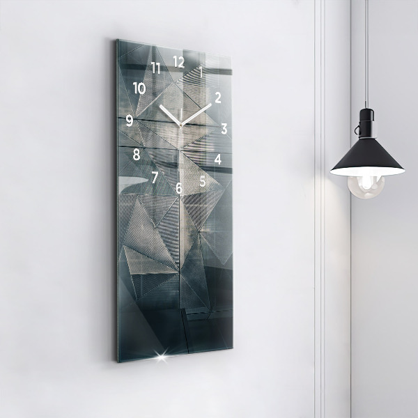 Horloge rectangulaire verticale Triangles abstraits en métal