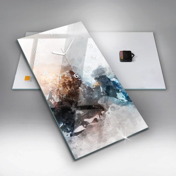 Horloge rectangulaire verticale Visages abstraits