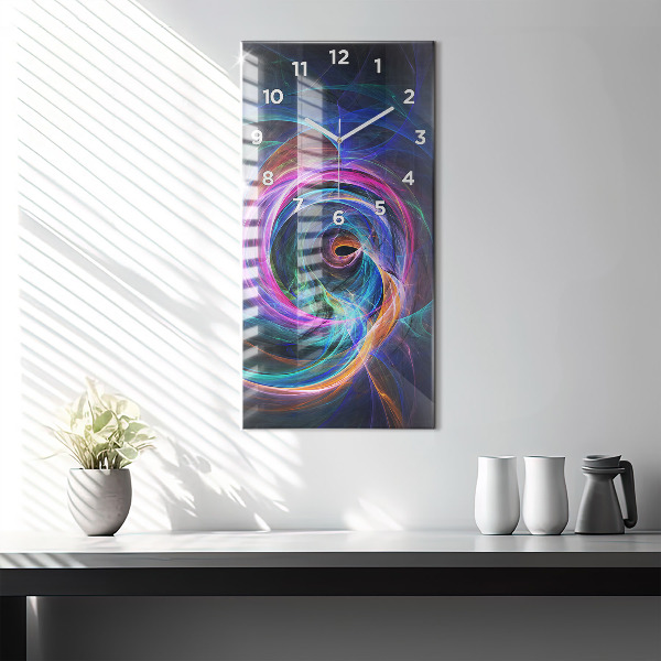 Horloge rectangulaire verticale Fractale colorée