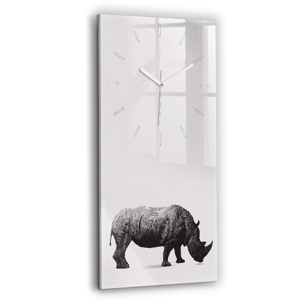 Horloge murale verticale Dessin au trait de rhinocéros