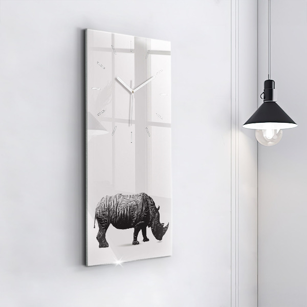 Horloge murale verticale Dessin au trait de rhinocéros