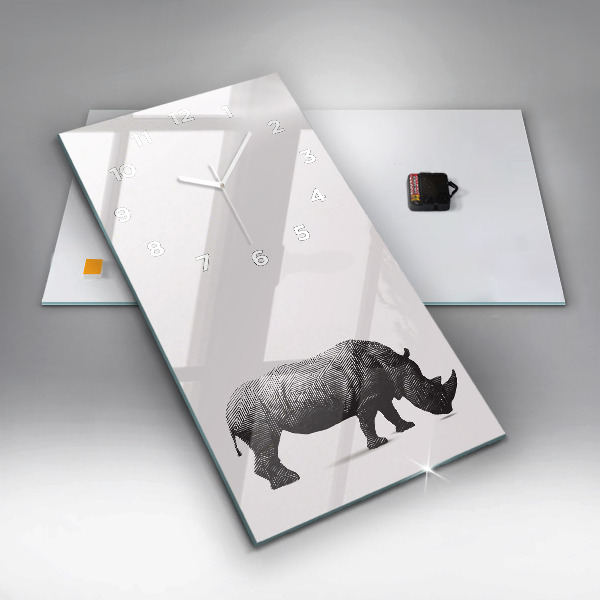 Horloge murale verticale Dessin au trait de rhinocéros