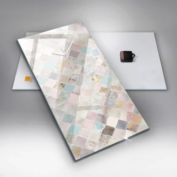 Horloge murale verticale Tuiles colorées