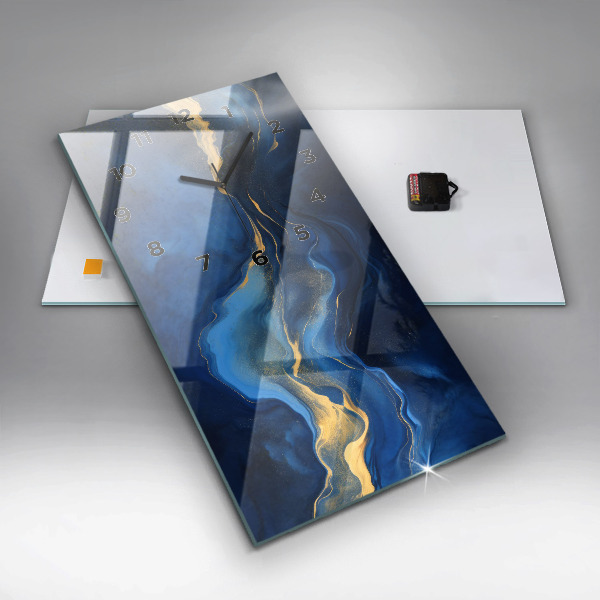 Horloge murale verticale marbre bleu