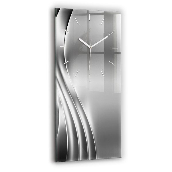 Horloge murale verticale Abstraction argentée