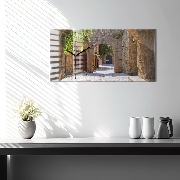 Horloge rectangulaire horizontale Rue pittoresque de Rhodes