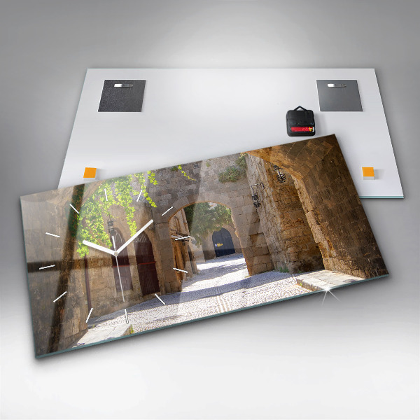 Horloge rectangulaire horizontale Rue pittoresque de Rhodes