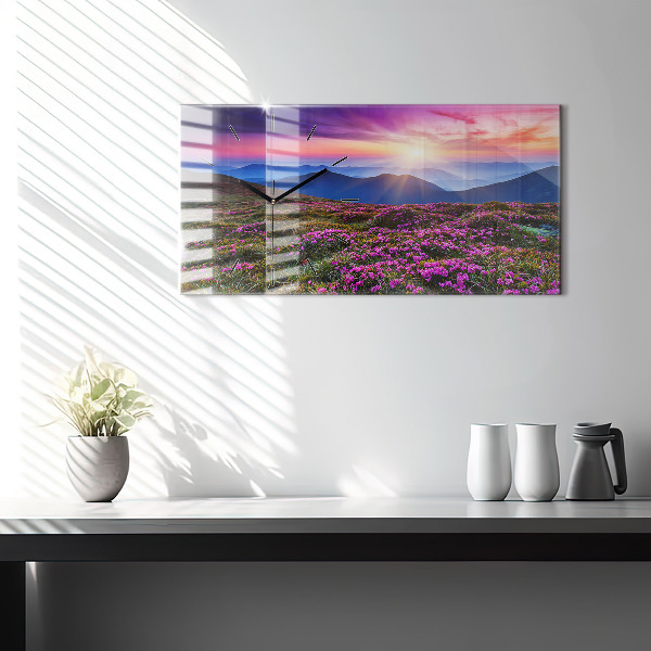 Horloge rectangulaire horizontale Fleurs du lever du soleil