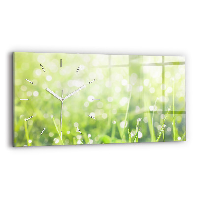 Horloge rectangulaire horizontale herbe verte