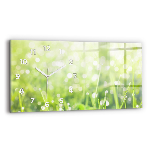 Horloge rectangulaire horizontale herbe verte