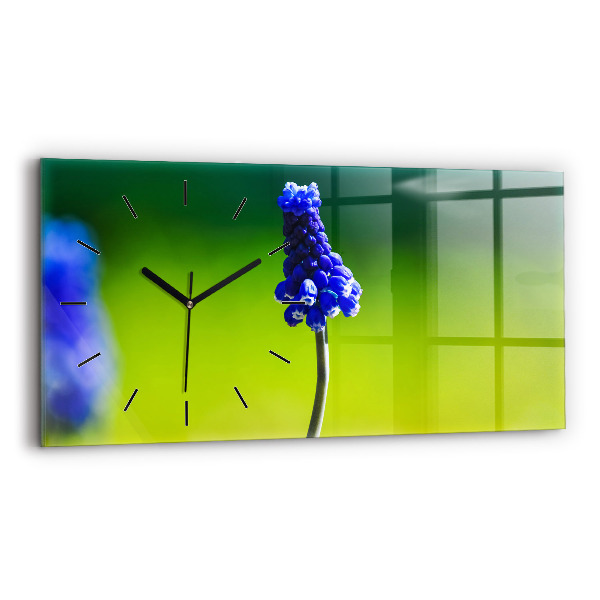 Horloge rectangulaire horizontale Fleurs bleues
