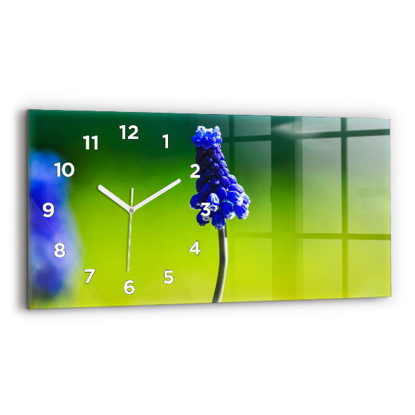 Horloge rectangulaire horizontale Fleurs bleues