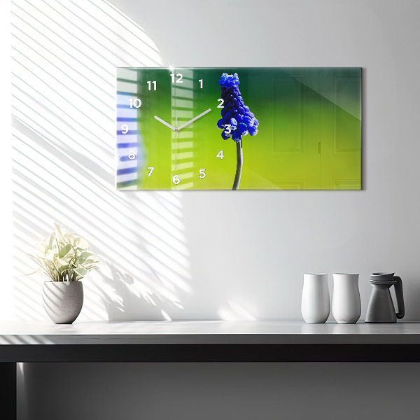 Horloge rectangulaire horizontale Fleurs bleues