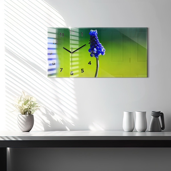 Horloge rectangulaire horizontale Fleurs bleues