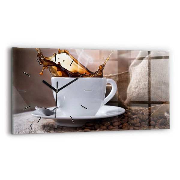 Horloge rectangulaire horizontale Une tasse de café