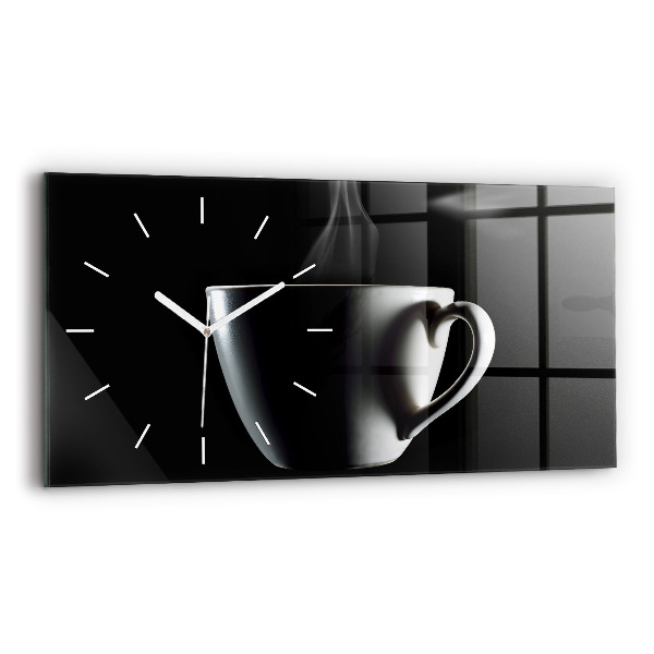 Horloge rectangulaire horizontale Une tasse de café