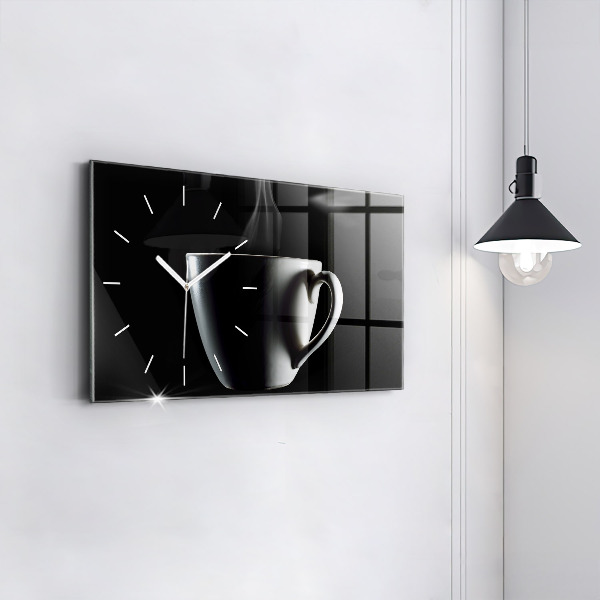 Horloge rectangulaire horizontale Une tasse de café
