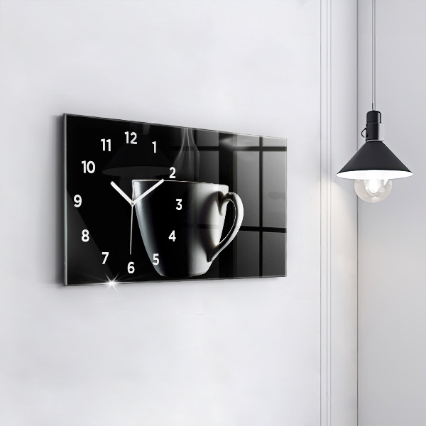 Horloge rectangulaire horizontale Une tasse de café