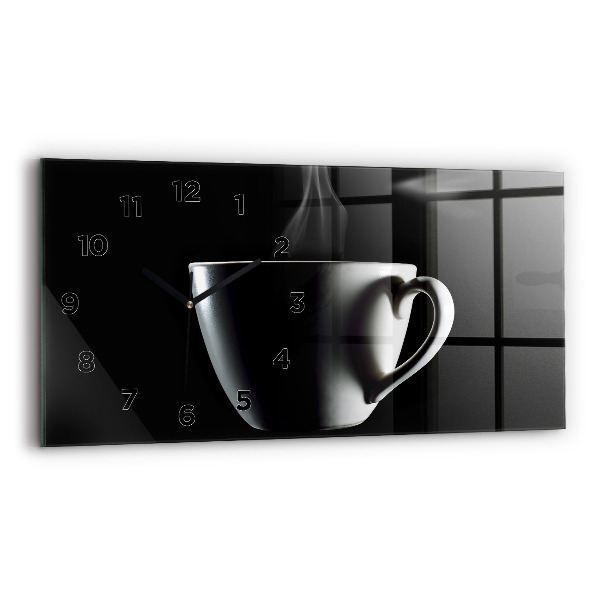 Horloge rectangulaire horizontale Une tasse de café