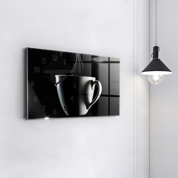 Horloge rectangulaire horizontale Une tasse de café